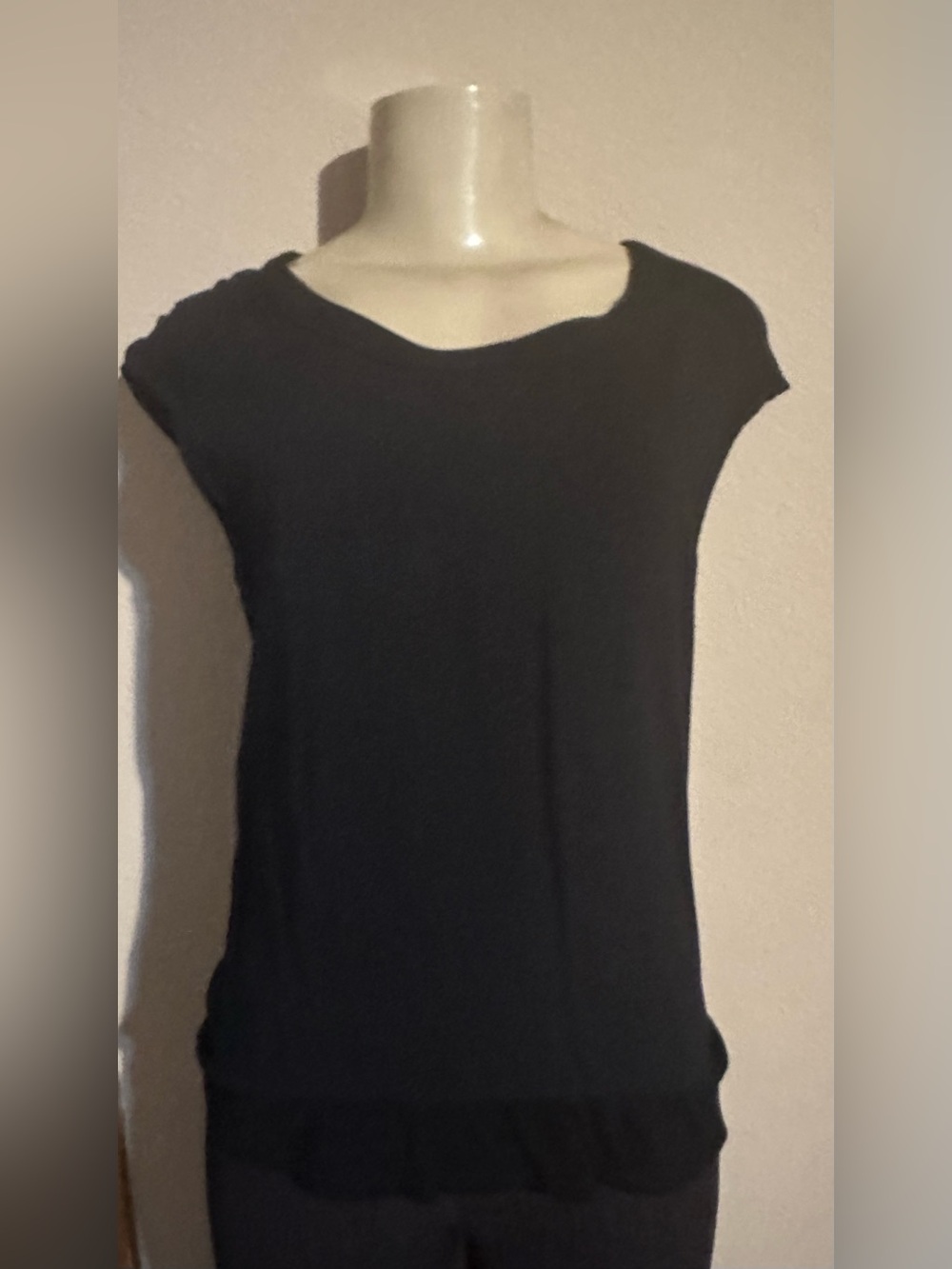 Spense Black Cap Sleeve Scoop Neck Top